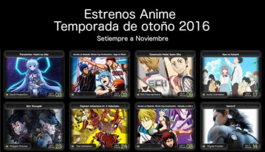 Estrenos Anime Temporada de otoño 2016
